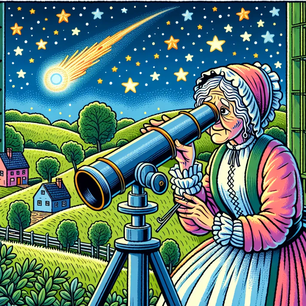 A painting of Caroline Herschel looking through a telescope