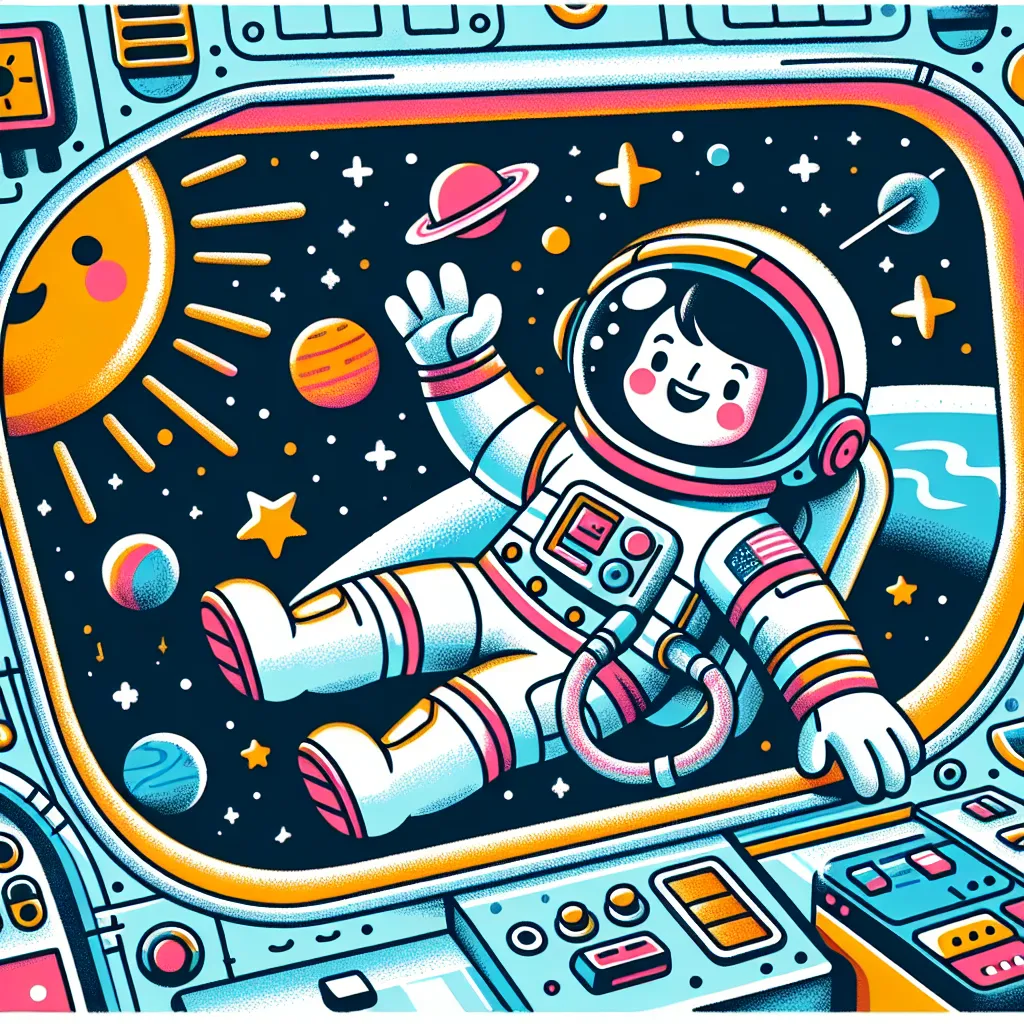 Valentina waving from her spacecraft